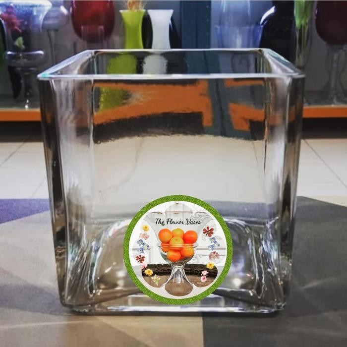 Vas bunga kaca merk WW Design / Vas Kotako 6 / Kotako 10x10 / Diamas