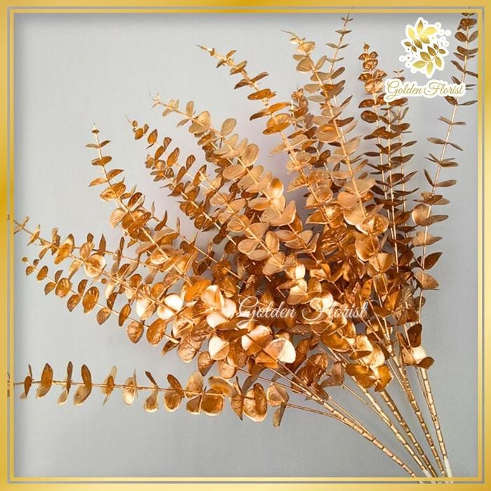 Daun Gold Dekorasi Emas Golden Daun Dollar Emas Eucalyptus (37-5) Plastik