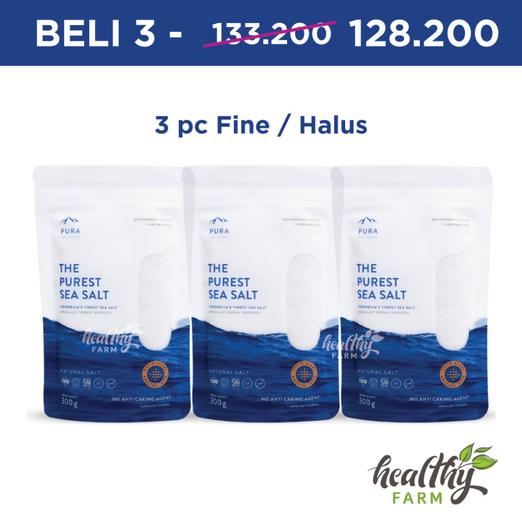 

PURA Purest Sea Salt Fine Coarse / Garam Laut Organik Murni Natural