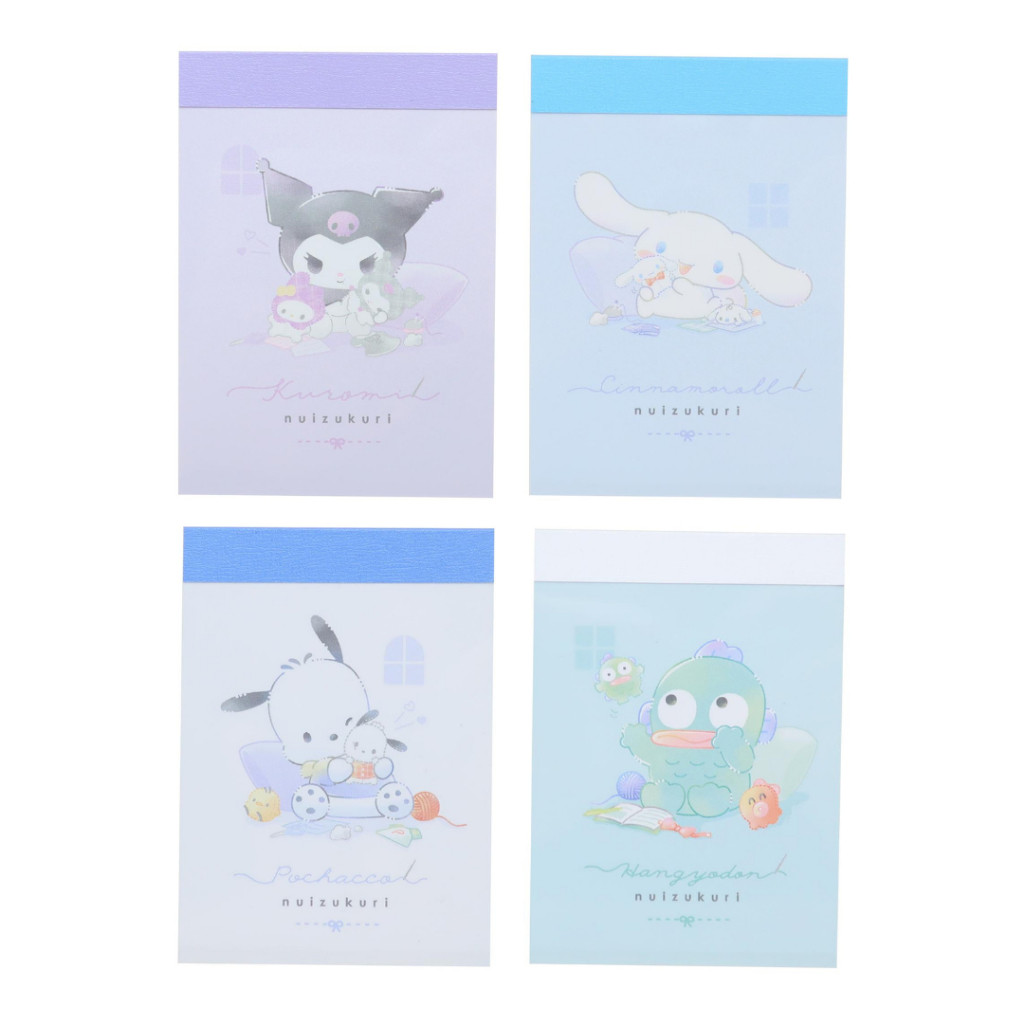 

Mini Memo Pad Sanrio Stuffed Dolls Kuromi Cinnamoroll Pochacco Hangyodon Nuizukuri Note Kecil