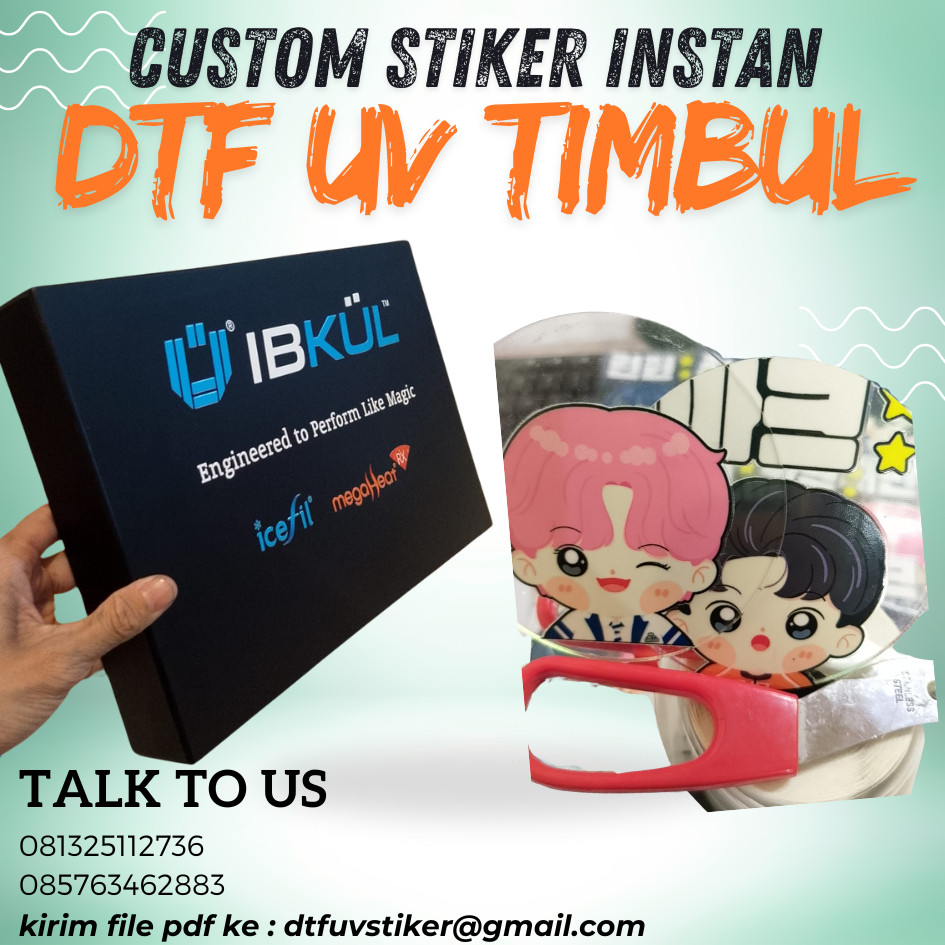 

Custom cetak stiker dtf uv timbul glosy proses cepat stiker tahan air instan
