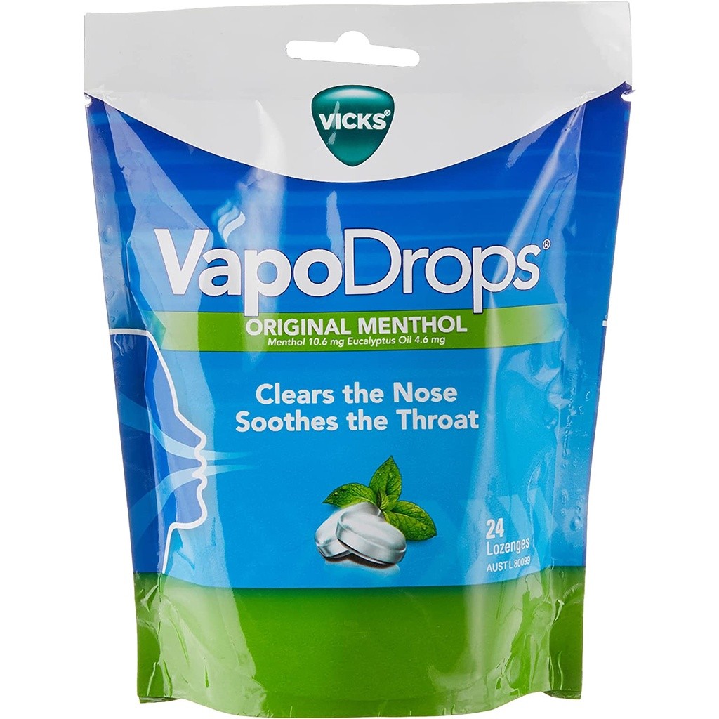 

Olivoliv Snack Vicks Vapodrops Cooling Menthol / Original Menthol Lozenges / Honey