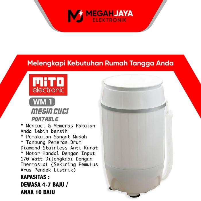 Mito Mesin Cuci Portable + Pengering Wm1 / Wm 1 [3,5 Kg]