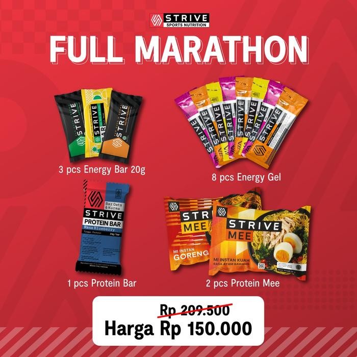 

JTTOP" STRIVE PAKET PROMO LARI FULL MARATHON (ENERGY BAR+GEL+ PROTEIN BAR +MEE)