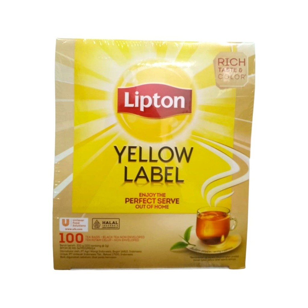 

Teh Celup Kemasan Lipton Yellow Label Black Tea with Enveloped or NonEnveloped 100 sachet (Pack)