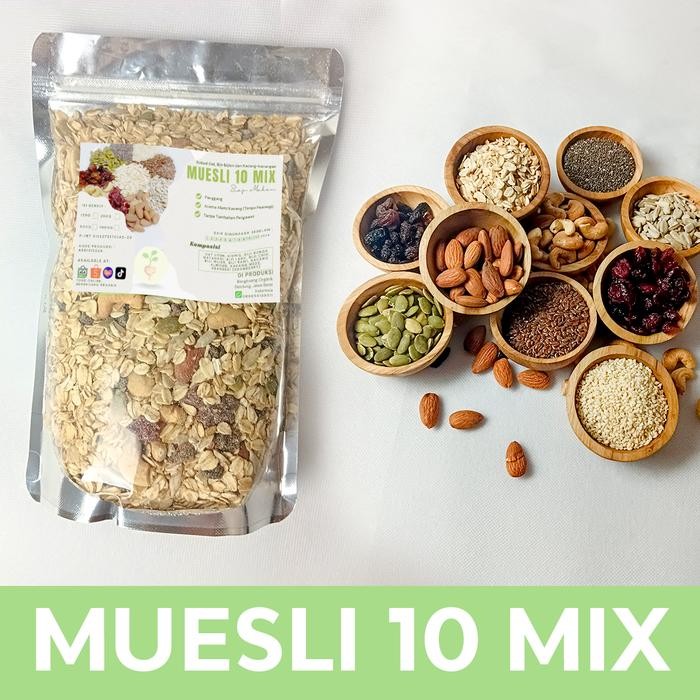 

JTTOP" SUPER MUESLI 10 MIX 500GR - ROLLED OAT, ALMOND, CRANBERRY, CASHEW, PUMPKIN SEED, SUNFLOWER