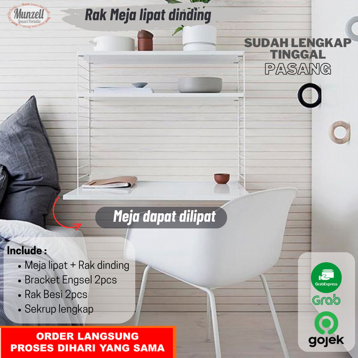 New ` Rak Dinding + Meja Lipat Dinding / Meja Gantung / Meja Komputer