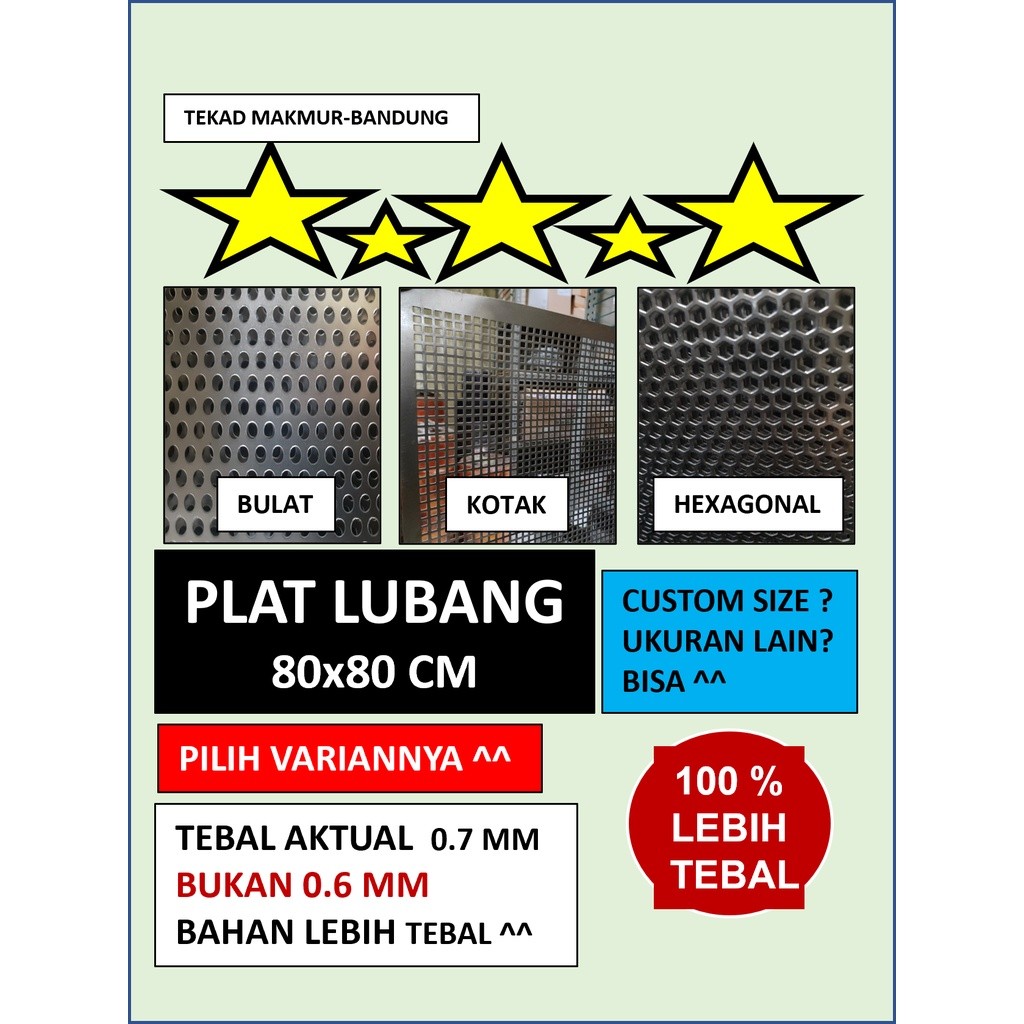 Plat 80x80 - Plat Besi Ram Speaker - Ram Grill Plat Lubang - Ram Grill Box Sound