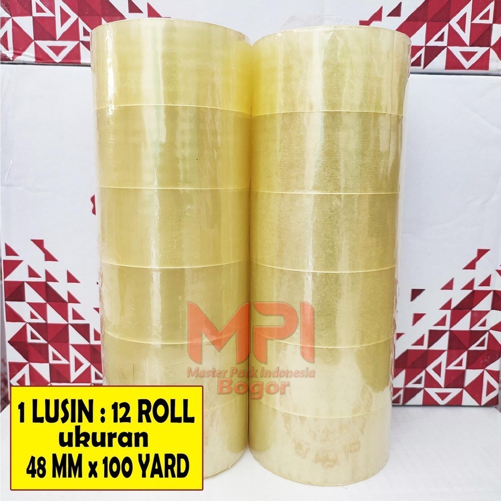 

1 LUSIN / 12 ROLL - Lakban Bening MPI 48 MM x 100 YARD - Lakban Untuk Packing - Master Pack