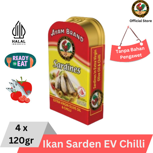 

AYAM BRAND - SARDEN KALENG EXTRA VIRGIN OLIVE OIL PEDAS 4 PCS 120GR BEST SELLER