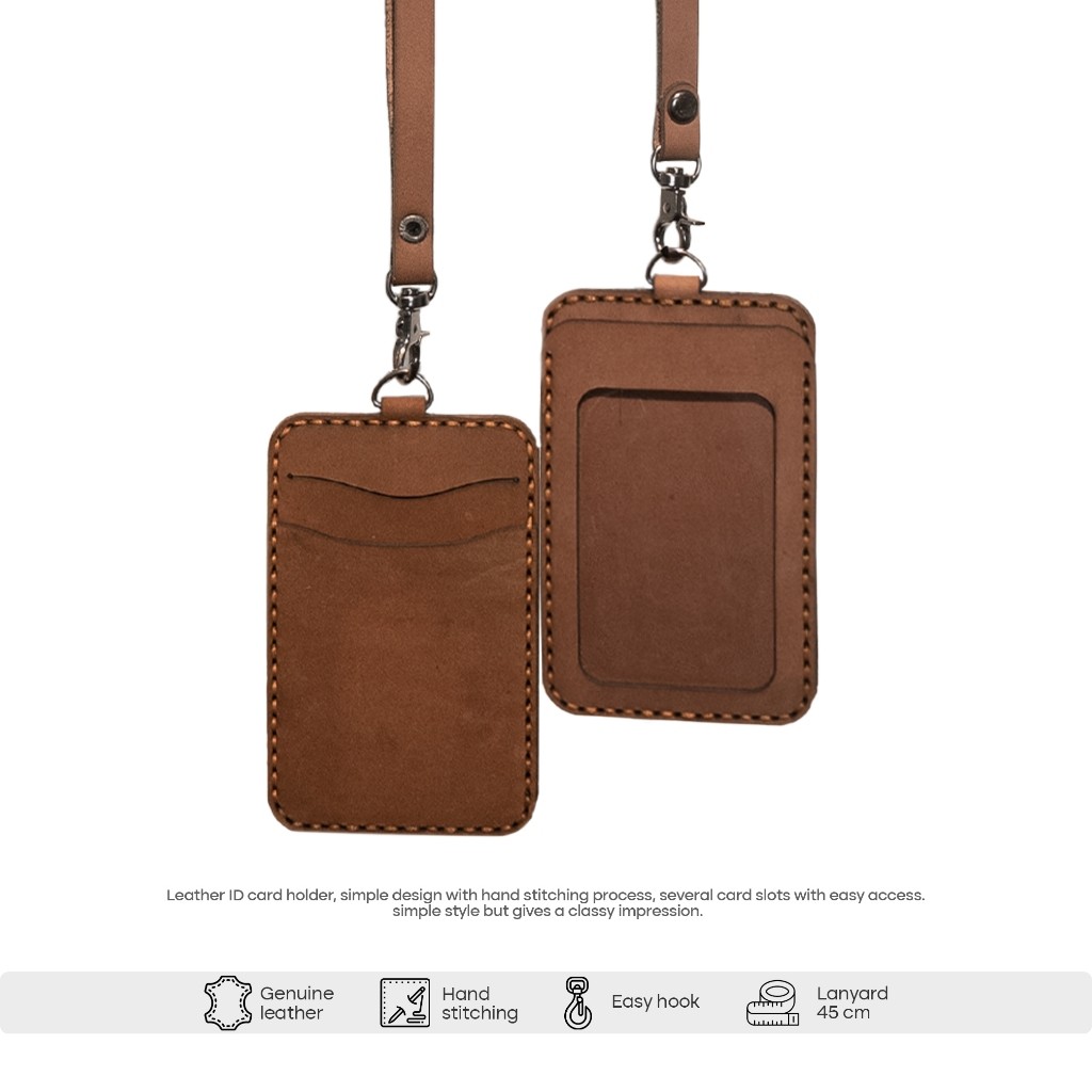 

WJ Leather - ID Card Holder Kulit - Name Tag Brown