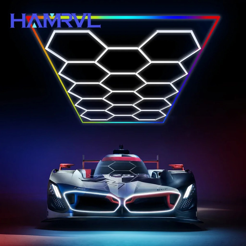 IMPORT Car Detail Store Ceiling Hexagonal LED Garage Light Honeycomb Shape Lamp RGB Colorful Cafe