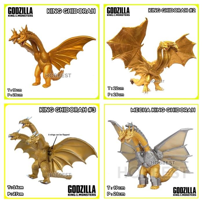 KING GHIDORAH - Action Figure Godzilla Kaiju Miniatur Mainan Godzila Gidorah Naga Kepala Tiga Karet