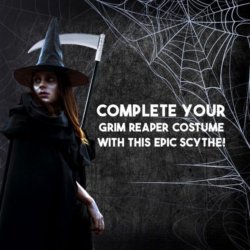 92cm Tongkat Devil Mainan Anak Halloween Devil Pisau Grim Reaper Scythe Weapon