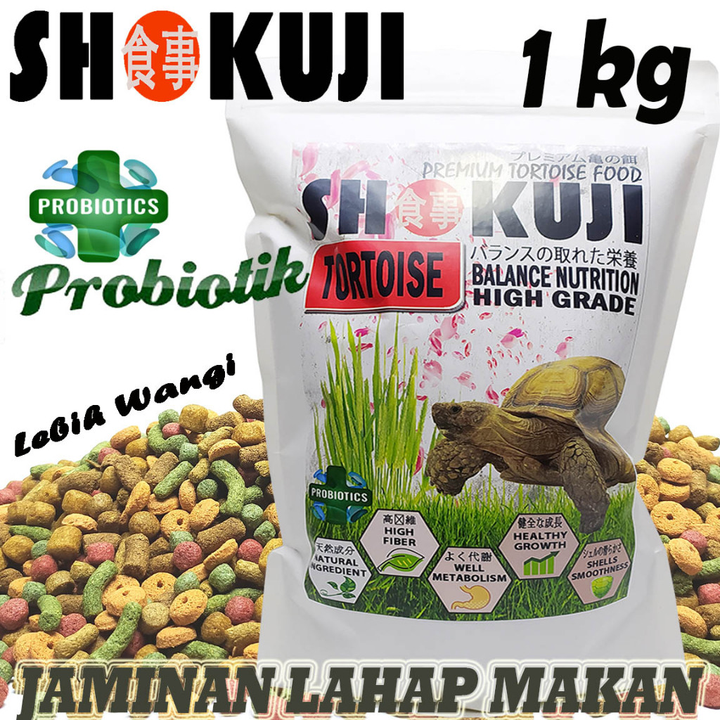 1KG Shokuji Makanan Pardalis Sulcata Aldabra Pelet Tortoise Pakan Kura Kura Darat Torto Cherryhead