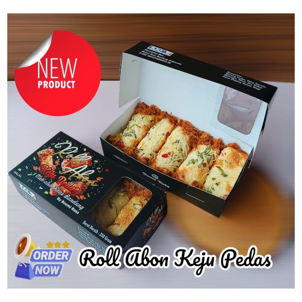 

Roll Abon Pedas Boemirasa isi 5 pcs abon ayam - Roti Gulung Abon Pedas - Roti Abon - Roti isi Abon