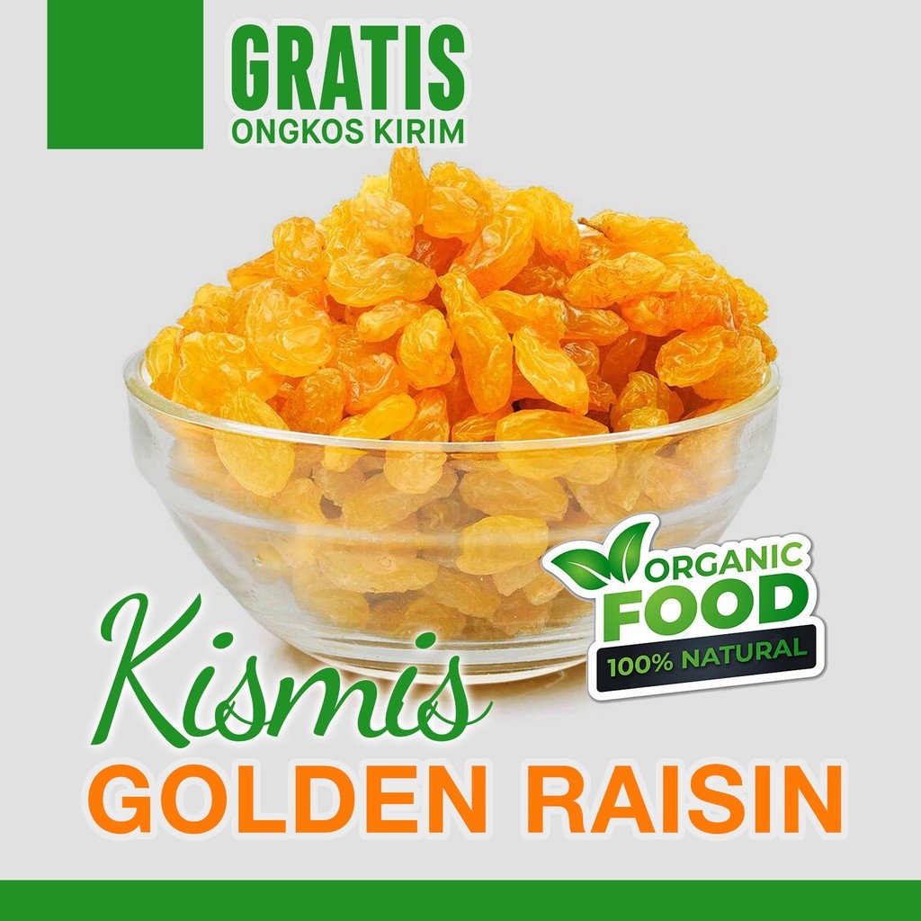 

Golden Raisin Organik / Kismis Raisin Emas 250 gram Origin USA (Terbaik Kualitas)