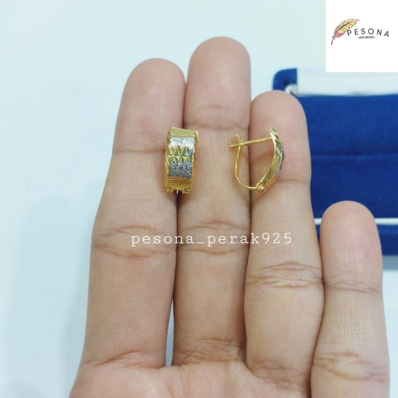 Anting jepit perak asli silver 925 lapis emas asli - model emas 24k