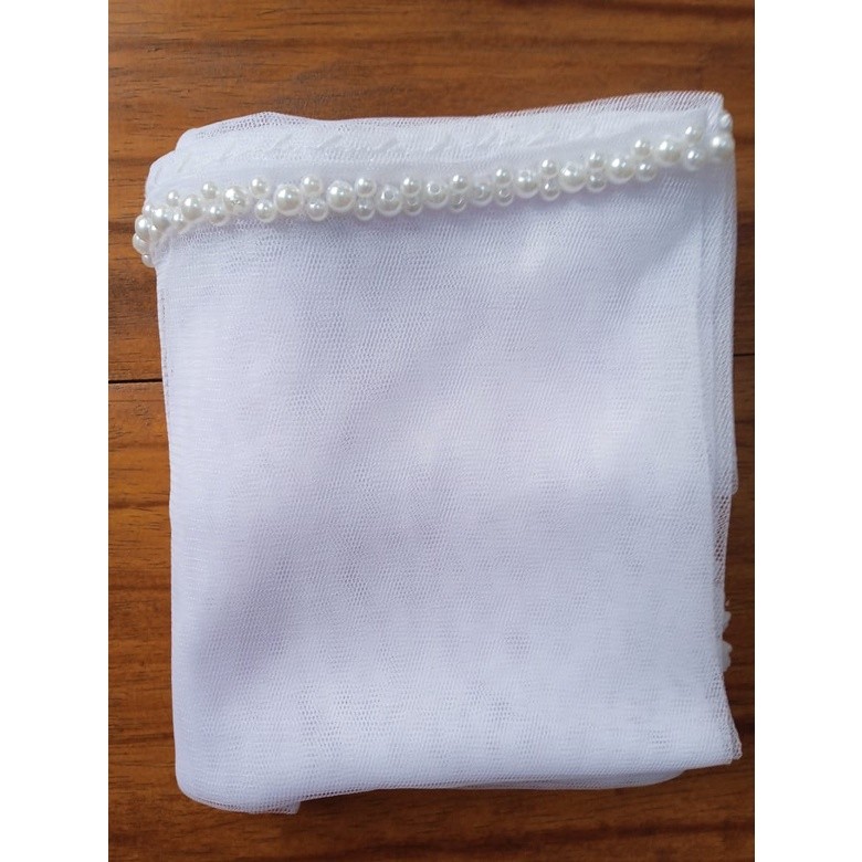 [panjang 2m putih bersih] Kerudung Pengantin Mutiara / Slayer Pengantin / Veil Weding / Slayer