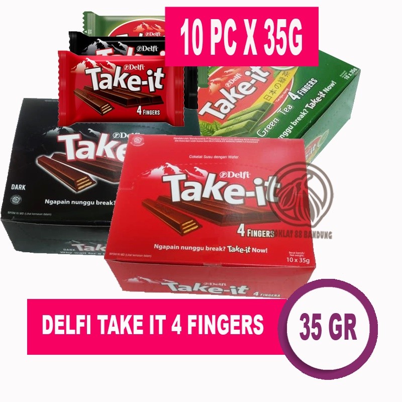 

DELFI TAKE IT 35GR BOX ISI 10 PCS COKELAT - TAKEIT GREEN TEA MATCHA COKLAT 10 X 35 GRAM