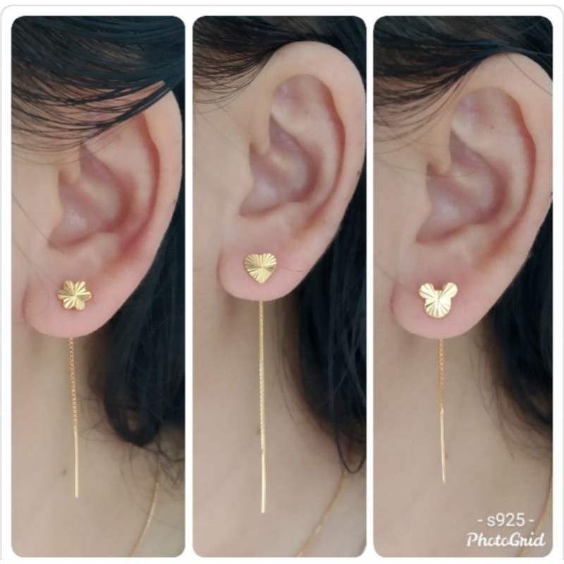 Anting Jarum Perak 925 Asli Lapis Emas 24K
