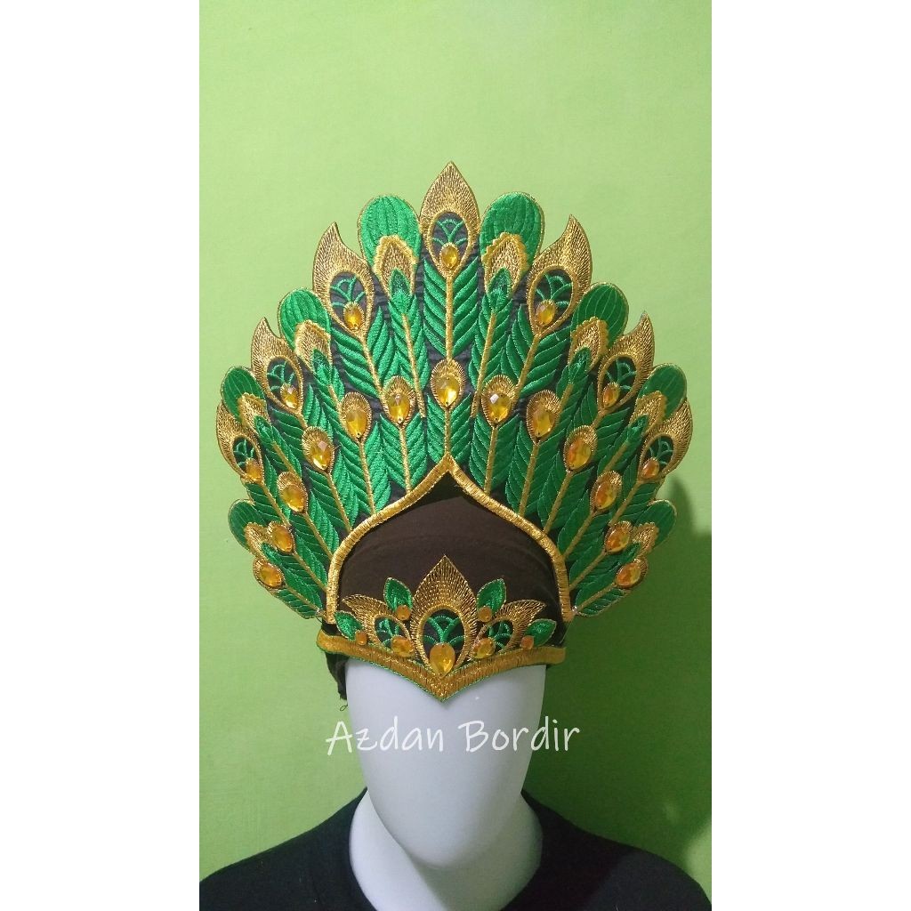 Renda Bordir Mahkota Aksesoris Tari Siger Bulu Merak