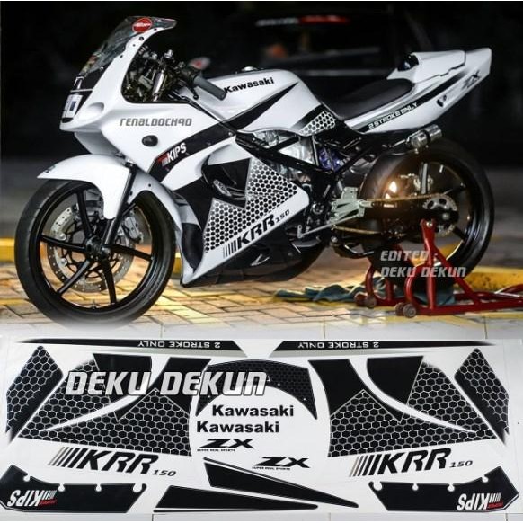 PREMIUM Stiker Striping Ninja Rr Old Variasi Hexagon Putih Cuting Glosy