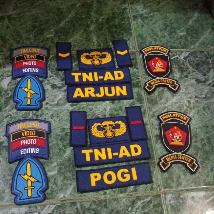 PREMIUM Patch rubber tim liput penerangan puslatpur custom nama badge pangkat