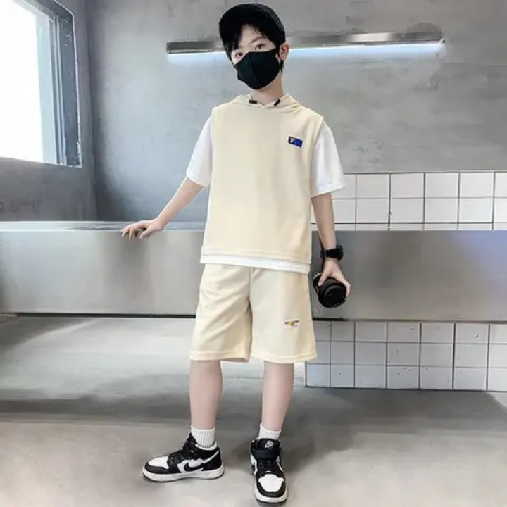 Setelan Anak Laki-Laki Casual Terbaru Waffle Uniqlo Ala Korean Style Untuk Usia 3-9 Tahun TRENI