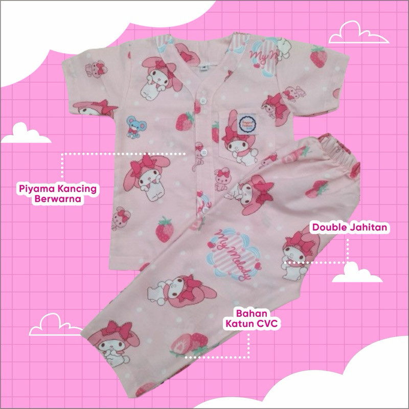 Rayyan piyama anak setelan my melody pink