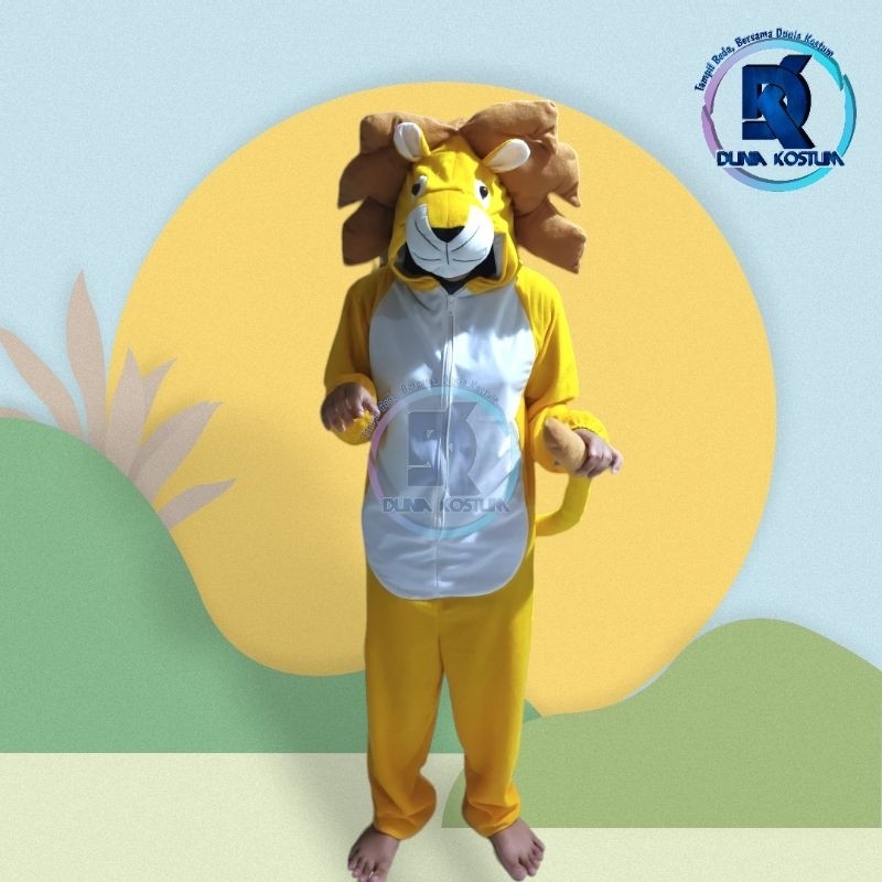 BAJU KOSTUM ONESIE BINATANG SINGA / KOSTUM ANAK DAN KOSTUM DEWASA / KOSTUM CARNAVAL DAN PENTAS SENI