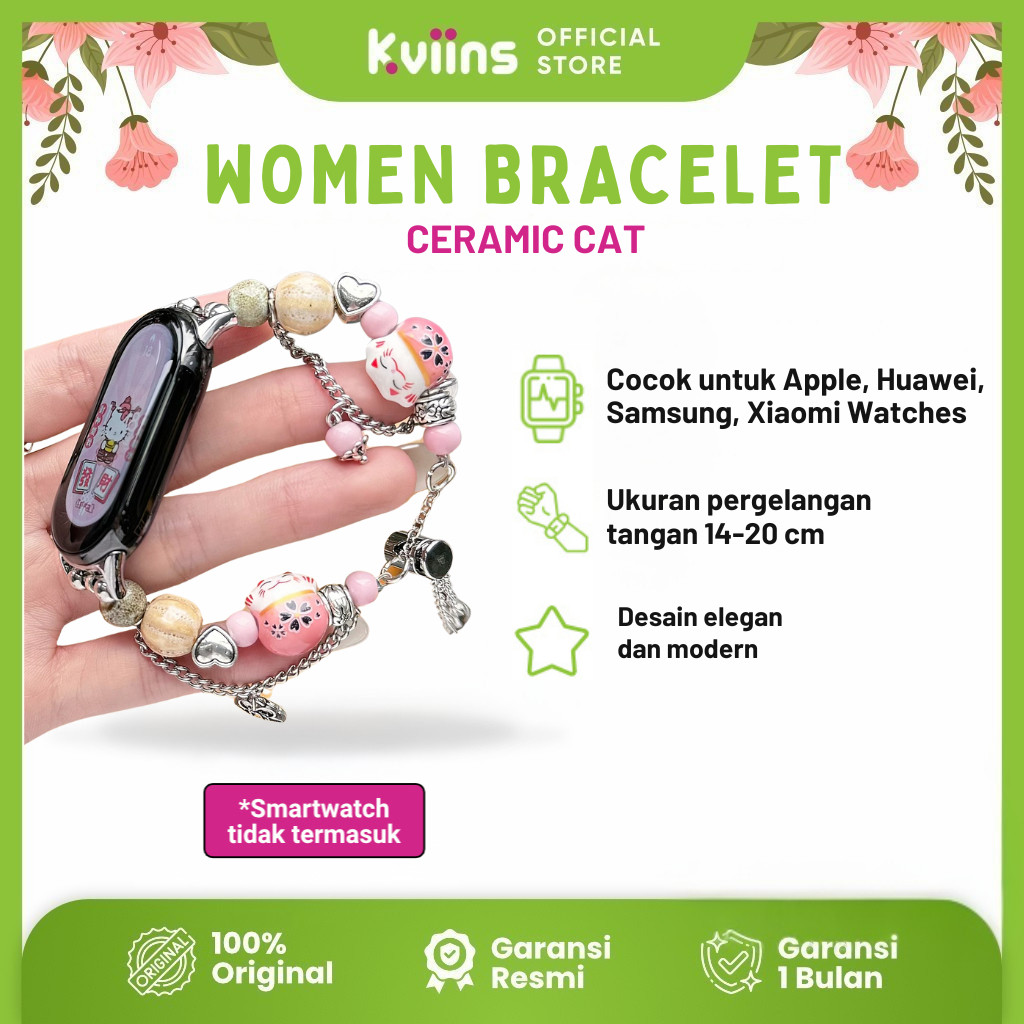 Lestari Storeee - Kviins Strap Smartwatch Lucu Wanita Huawei Band 10/9/8, Xiaomi Band 9, Fit 3,