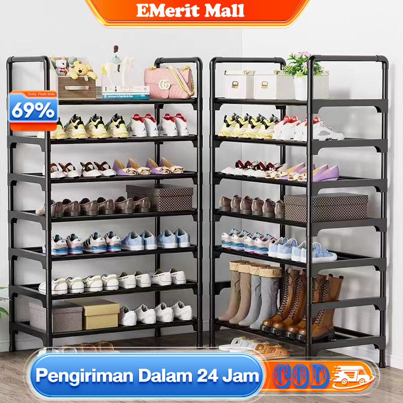 Rak Sepatu 7 Susun Gantungan Payung Rak Sepatu Tempat Sepatu Sandal 7 Susun Rangka Besi & Plastik