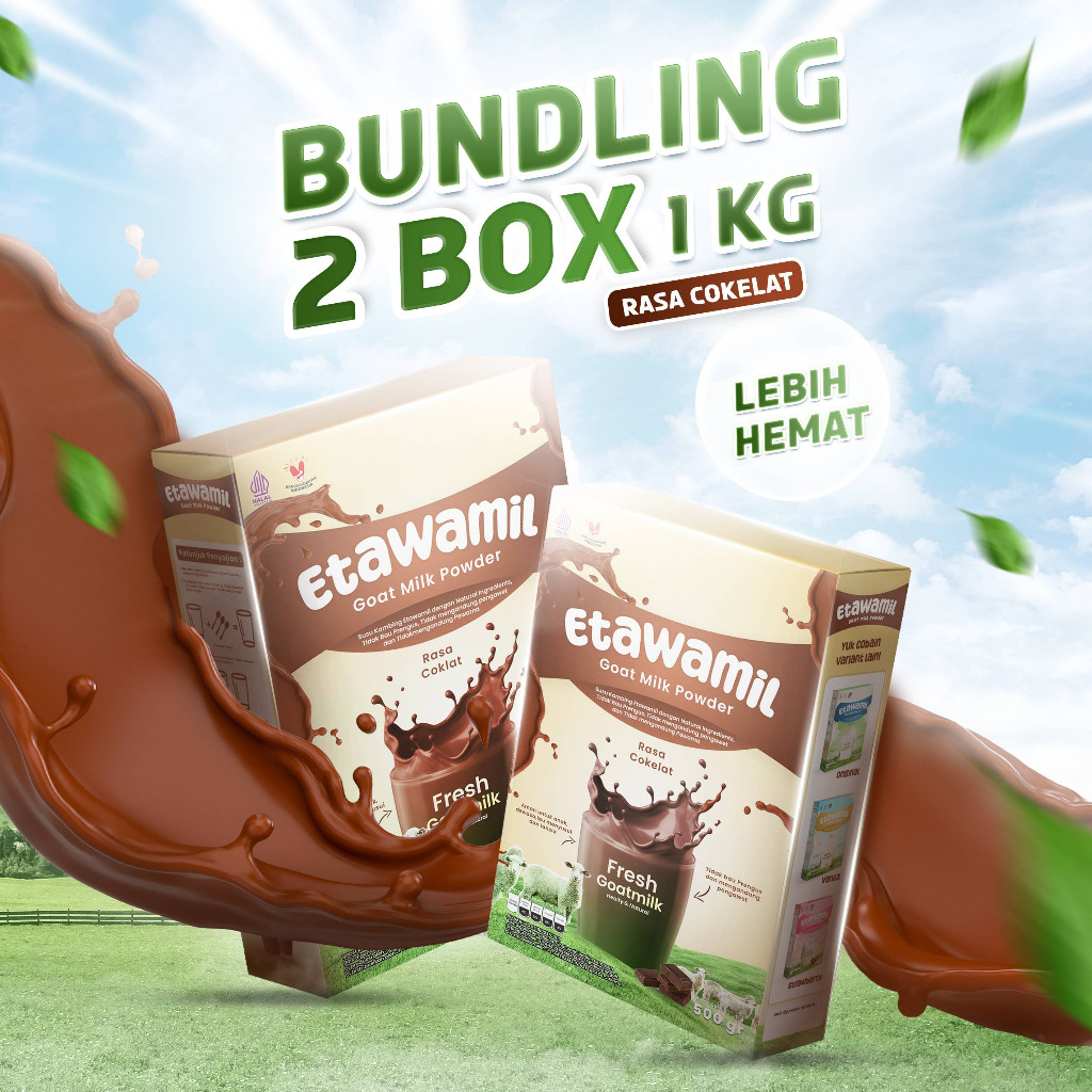 

Etawamil Susu Kambing Etawa Bubuk - Rasa Cokelat Enak Sehat Halal BPOM 1000 Gram 1 KG