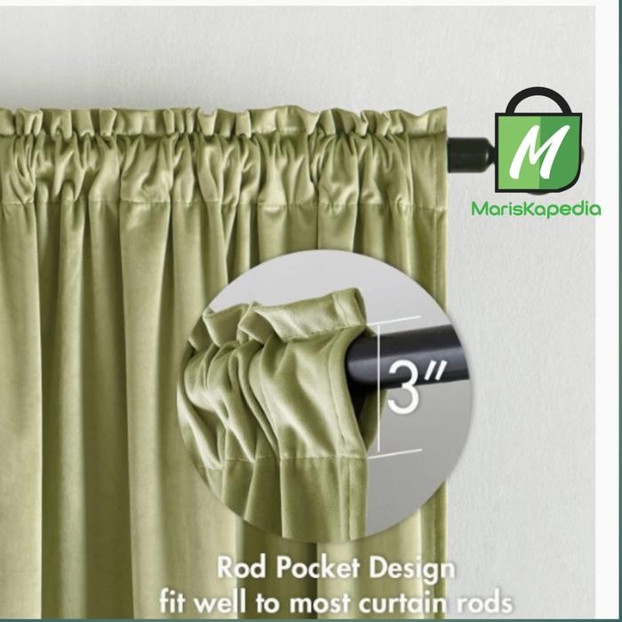 gorden blackout bludru polos minimalis sage