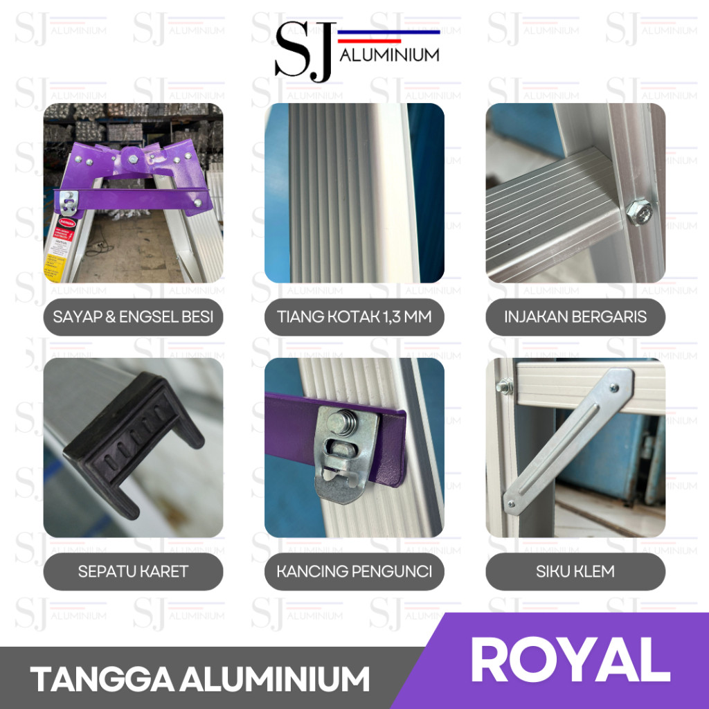 Tangga Aluminium ROYAL - Tangga Lipat Aluminium Jumbo / Tangga Multifungsi / Tangga Dapur - Warna