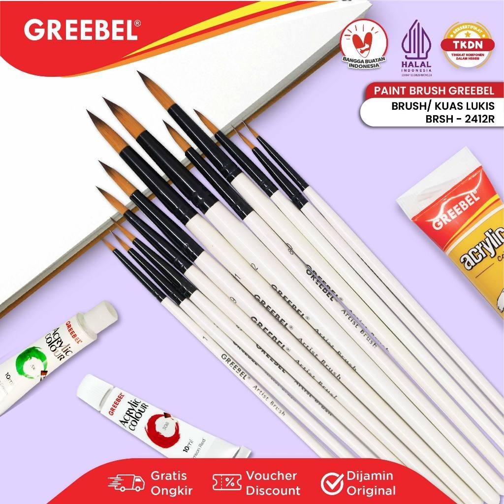 

Meriyah Storee - GREEBEL Kuas Lukis Brush Paint Set / Kuas Melukis (2412R)