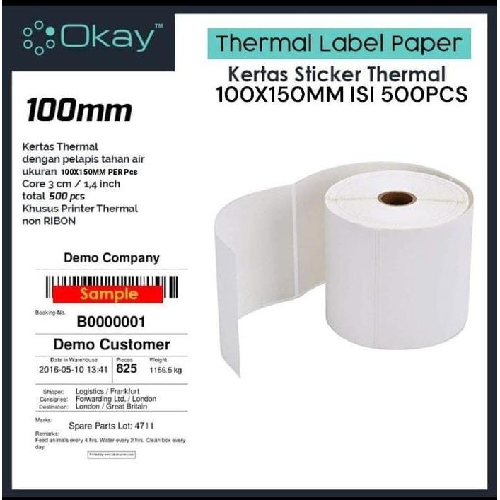 

Terlaris- Kertas Thermal Label 100X150 Mm Sticker Label Isi 300 Pcs