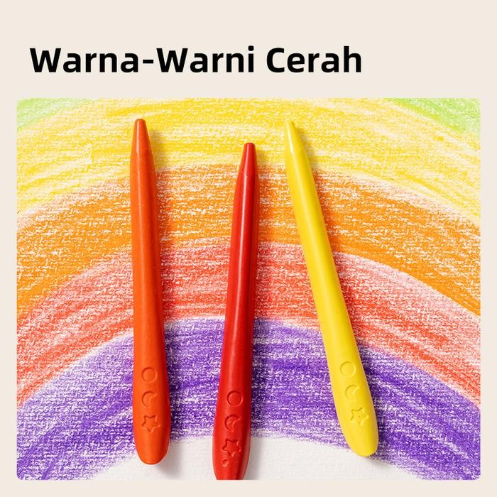 

Art - Deli Krayon Lilin / Wax Crayon Tidak Kotor Ditangan Triangular Grip Hm730