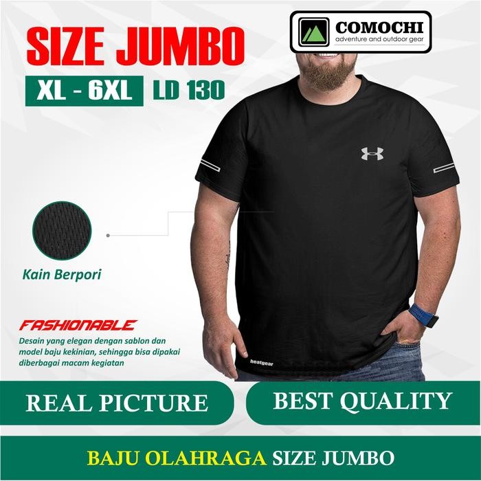 PREMIUM Baju Olahraga Pria Jumbo xxxl Kaos Dry Fit Lari Running Sport Lengan Pendek