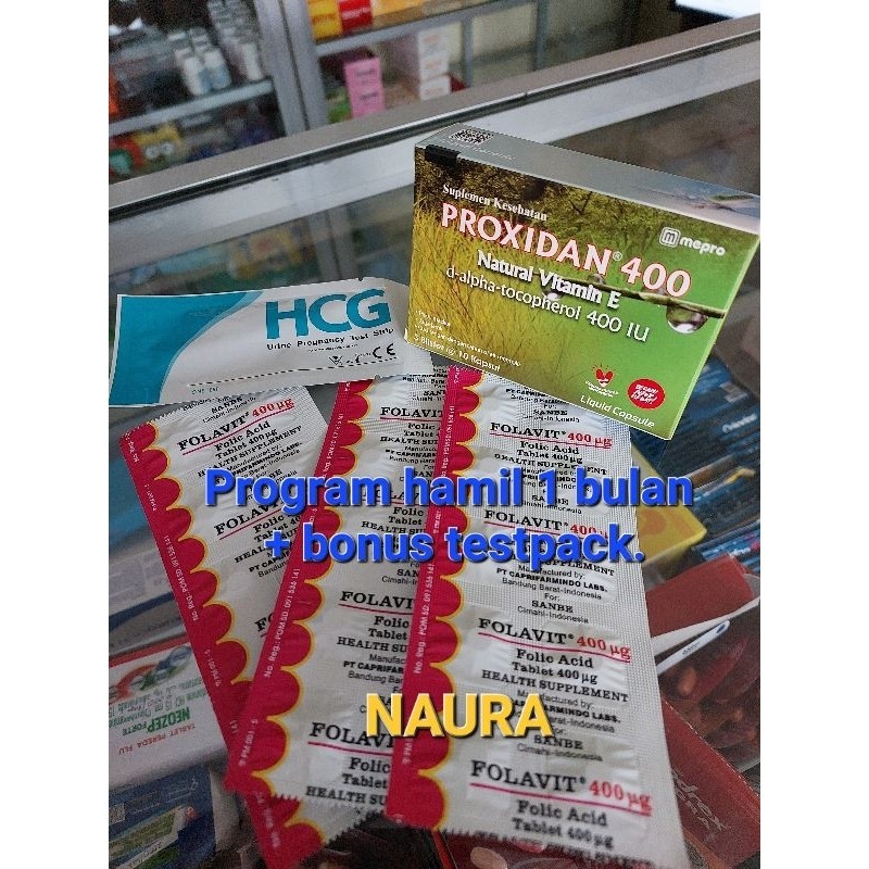 vitamin program hamil 1bulan folaplus + ever E proxidan+folavit