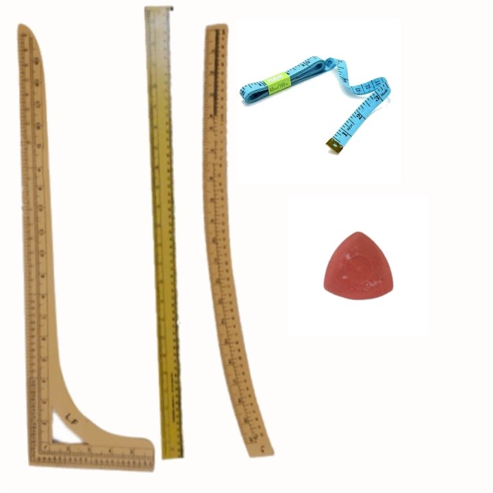 Penggaris Set Kumplit 5 Item untuk Pola Jahit/ Penggaris Besar Siku+Penggaris Besar Lurus +Penggaris