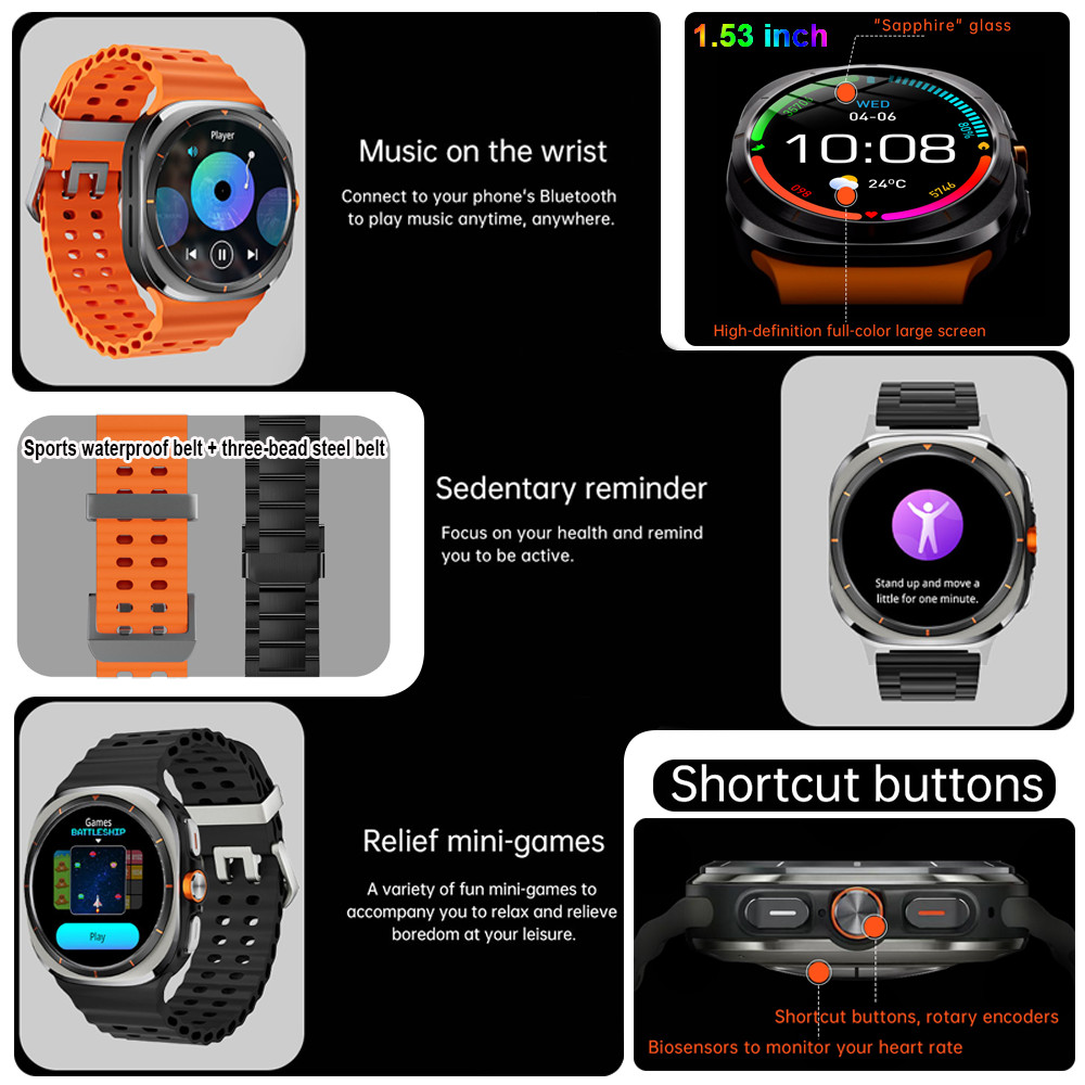 New For Samsung Galaxy Watch 7 Ultra Support Korean GPS 500mAh Smart Watch Outdoor Sport Man AMOLED 