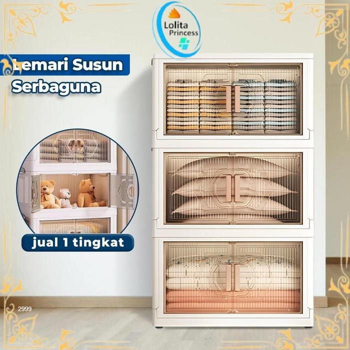 Lemari Susun Plastik Serbaguna Dengan Roda Polibox Kotak Penyimpanan / Lemari Plastik Roda Storage