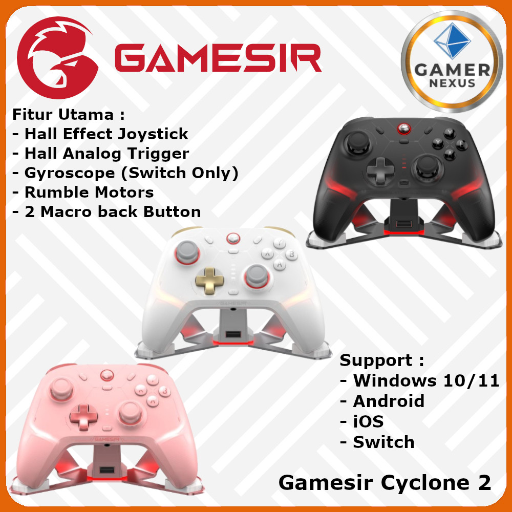Gamesir Cyclone 2 Wireless Gamepad Hall Effect Joystick Controller Windows iOS Android Switch