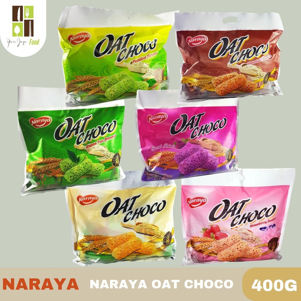 

Naraya Oat Choco Snack 400 Gram Rasa Original / Coklat / Strawberry / Green Tea / Pandan / Sweet