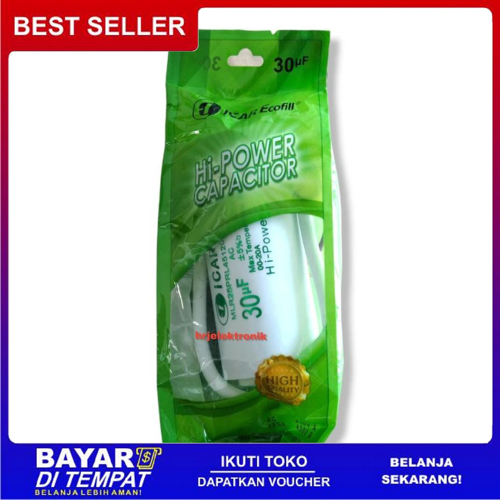 FREE ONGKIR KAPASITOR BULAT ICAR ECOFILL 30UF ORIGINAL CAPASITOR POMPA AIR MESIN BISA COD