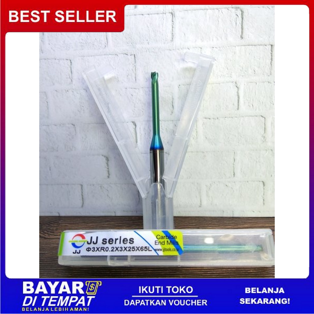 FREE ONGKIR ENDMILL CORNER RADIUS 3 R0.2 LONGNECK 25 MM HARDCUT MERK JJ TOOL BISA COD