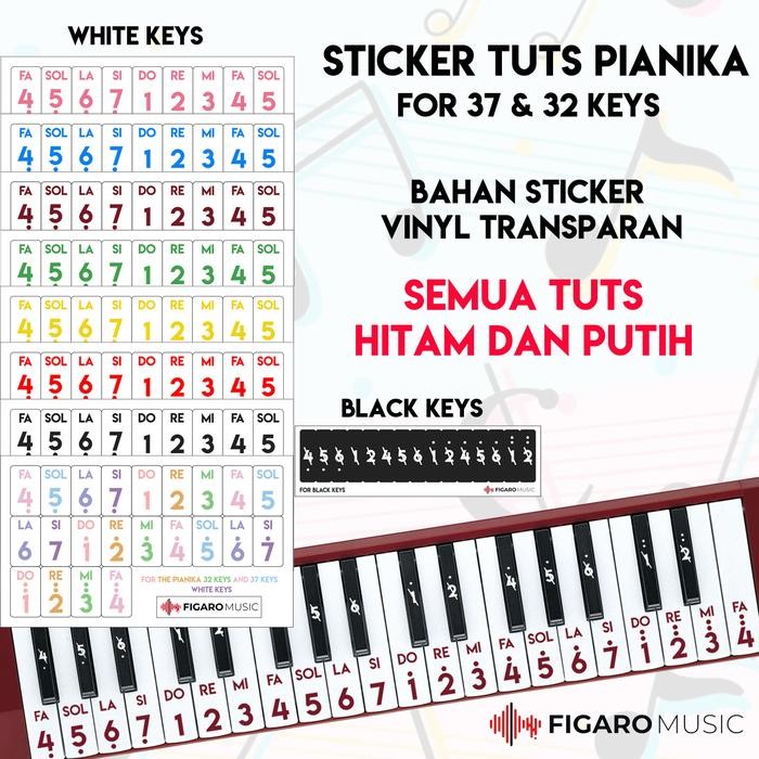 Kesuor- Stiker Pianika 37 Keys, 32 Keys - Sticker Tuts Pianika Melodica Simple Polos - 37 Tuts, 32