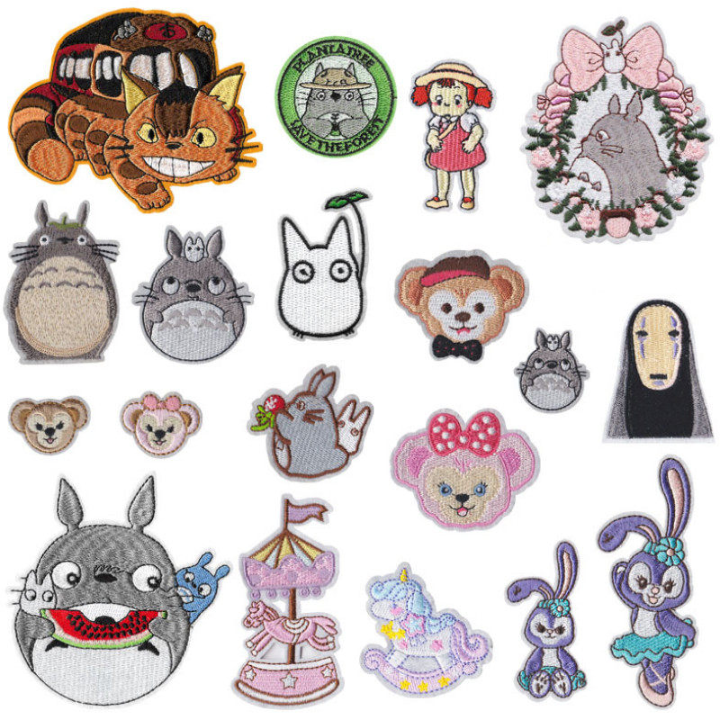 Jepang Anime Totoro Bordir Besi Pada Patch DIY Tanpa Wajah Pria Bordir Buatan Tangan Rajutan Menjahi